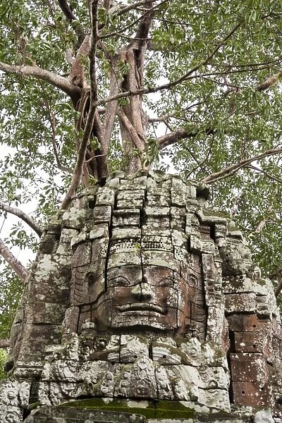 Buddha giant face carved in Bayon Temple