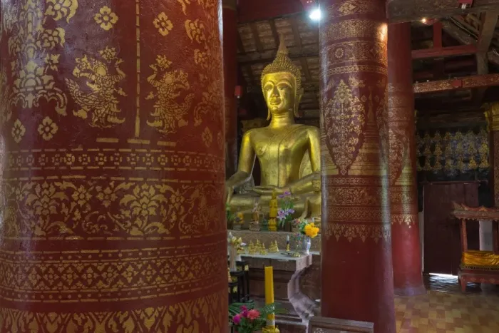 Framed Print : Buddha Image in Wat Pak Khan, Luang Prabang, Laos