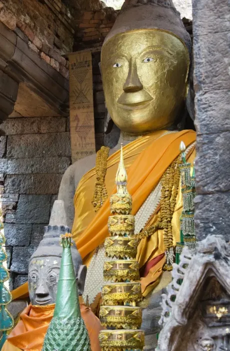 Framed Print : Buddha image at Wat Phu, Laos