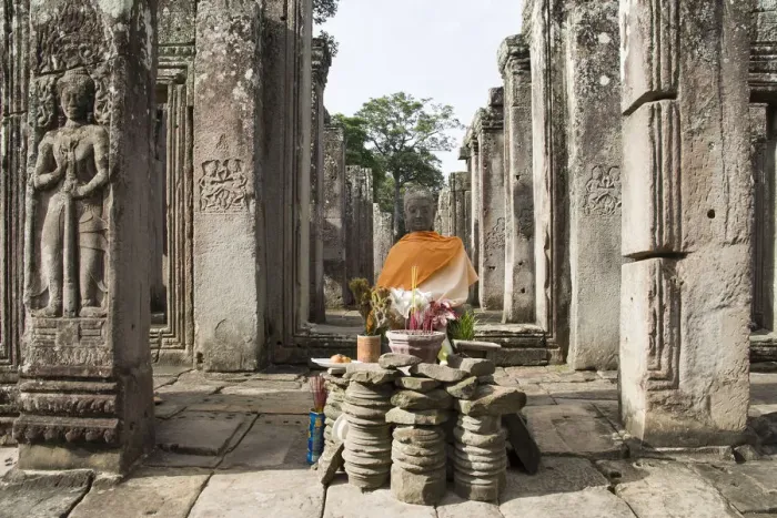 Framed Print : Buddha shrine in Bayon temple Framed Print : Buddha shrine in Bayon temple