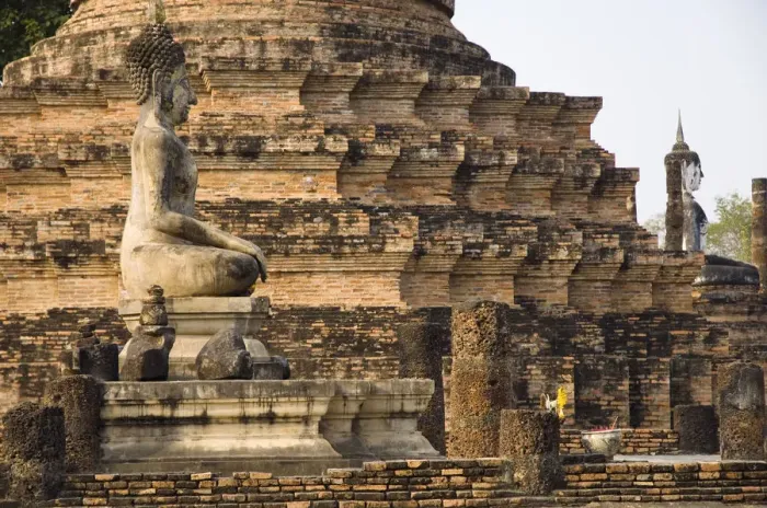 Framed Print : Buddha statue by temple, Thailand