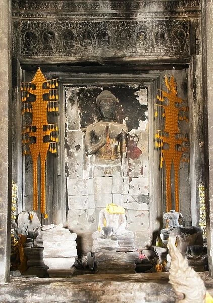 Buddhist altar inside Angkor wat, Siem Reap, Cambodia