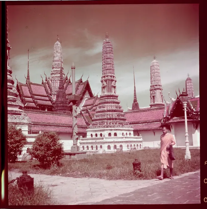 Framed Print : Buddhist Monk in Front of Emerald Temple Framed Print : Buddhist Monk in Front of Emerald Temple