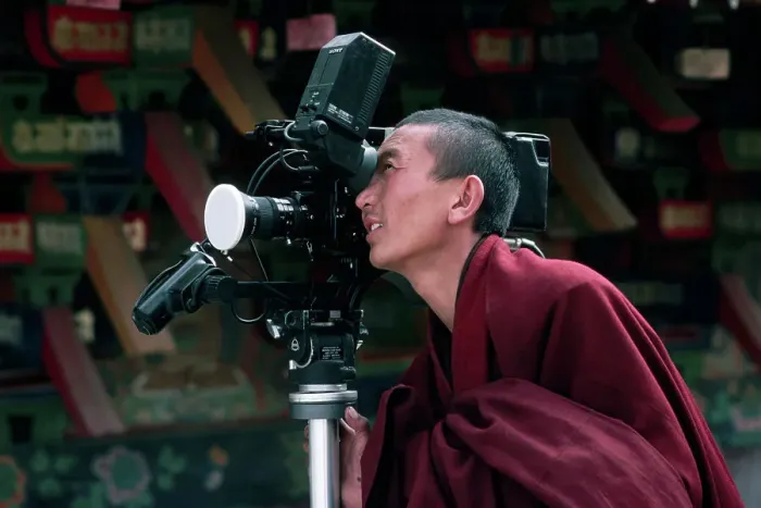 Framed Print : Buddhist Monk Looking Through Camera Framed Print : Buddhist Monk Looking Through Camera