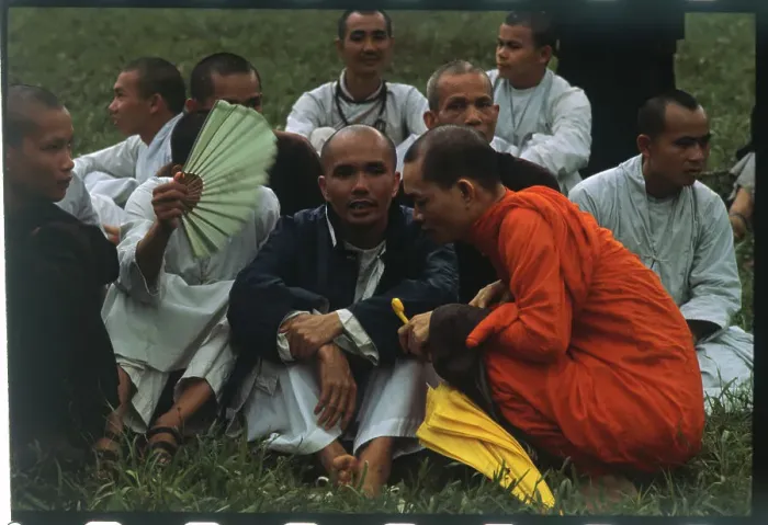 Framed Print : Buddhist Monk Talking to Thich Tri Quang Framed Print : Buddhist Monk Talking to Thich Tri Quang