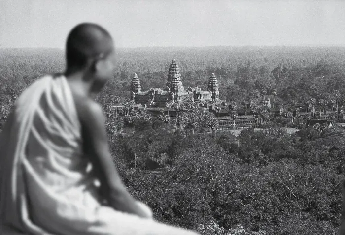 Framed Print : Buddhist Monk Viewing Ancient Ruins of Angkor Vat Framed Print : Buddhist Monk Viewing Ancient Ruins of Angkor Vat