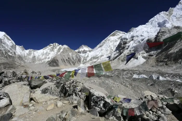 Framed Print : Buddhist Stupa with Prayer flags, Khumbu Glacier Framed Print : Buddhist Stupa with Prayer flags, Khumbu Glacier