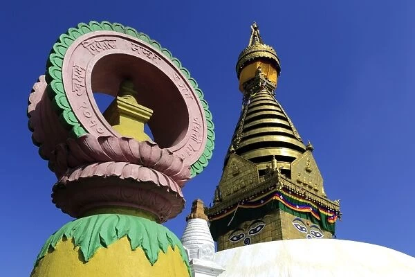 Buddhist Stupa and Prayer Flags Monkey Temple