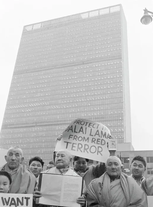 Framed Print : Buddhists Protesting Outside United Nations Framed Print : Buddhists Protesting Outside United Nations