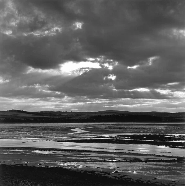budle bay, black and white, budle bay, cloud, clouds, day, environment, low tide