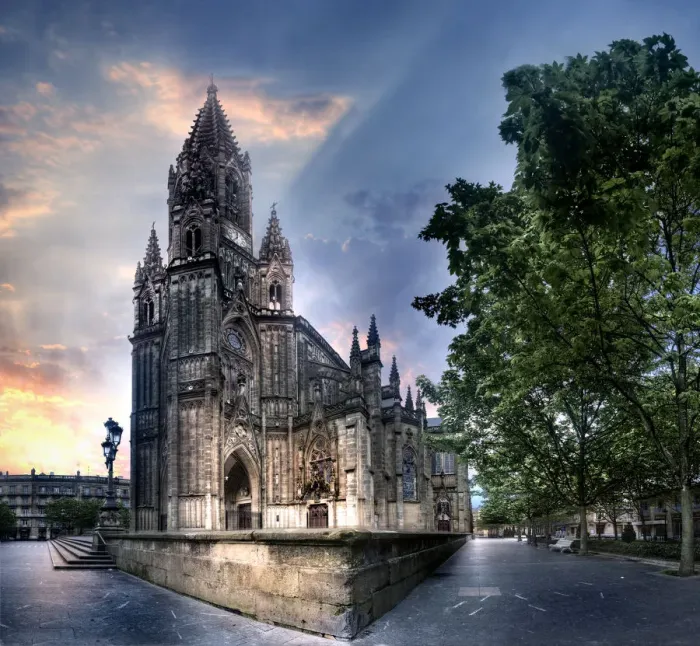 Framed Print : Buen Pastor Cathedral in San Sebastian at dawn Framed Print : Buen Pastor Cathedral in San Sebastian at dawn