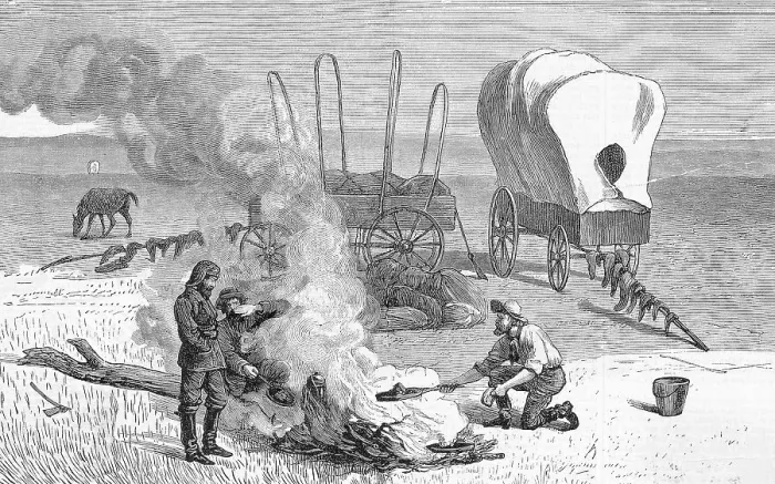 Framed Print : Buffalo Hunters Cooking Over Fire;Range Framed Print : Buffalo Hunters Cooking Over Fire;Range