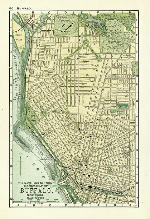 Framed Print : Buffalo map 1898 Framed Print : Buffalo map 1898