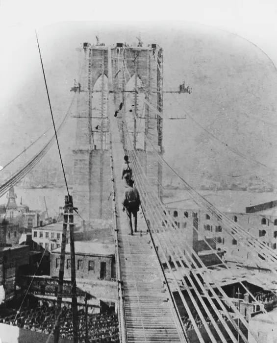 Framed Print : Building Brooklyn Bridge