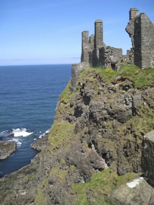 Framed Print : building exterior, castle, cliff, color image, county antrim, day, dunluce castle Framed Print : building exterior, castle, cliff, color image, county antrim, day, dunluce castle