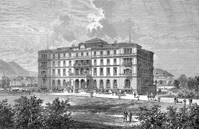 Framed Print : Building of the Hotel Europa in Salzburg, Austria, Historic, digitally restored reproduction of a 19th century original, exact original date not known