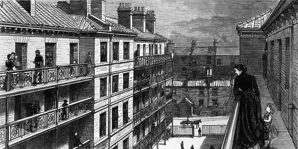Buildings. 1879: The Beaconsfield Buildings near Kings Cross