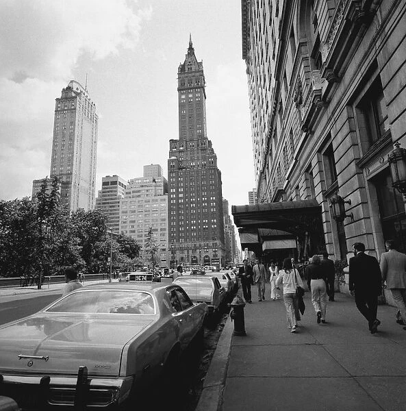 Buildings and street, New York City, USA, (B&W)