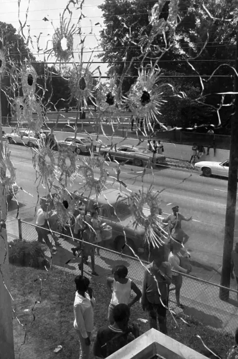 Framed Print : Bullet Holes in Dormitory Window Framed Print : Bullet Holes in Dormitory Window