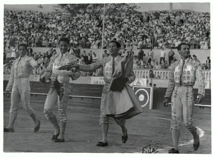 Framed Print : Bullfighters and Crowd Framed Print : Bullfighters and Crowd
