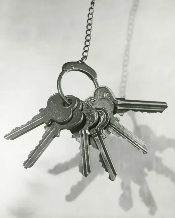 Framed Print : Bunch of keys on chain Framed Print : Bunch of keys on chain