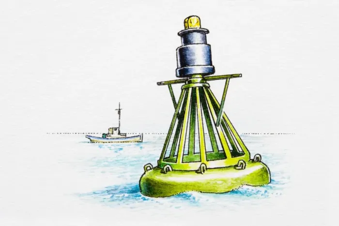 Framed Print : Buoy and boat in sea Framed Print : Buoy and boat in sea