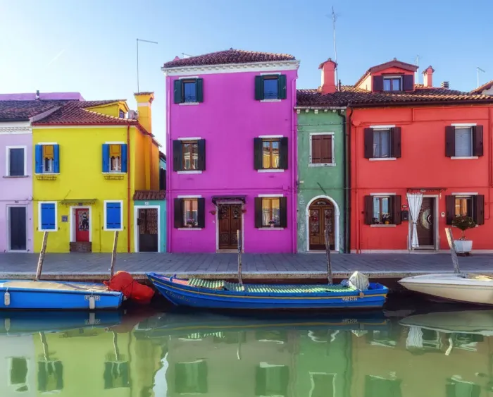 Framed Print : Burano. A canal in Burano, Venice, Italy Framed Print : Burano. A canal in Burano, Venice, Italy