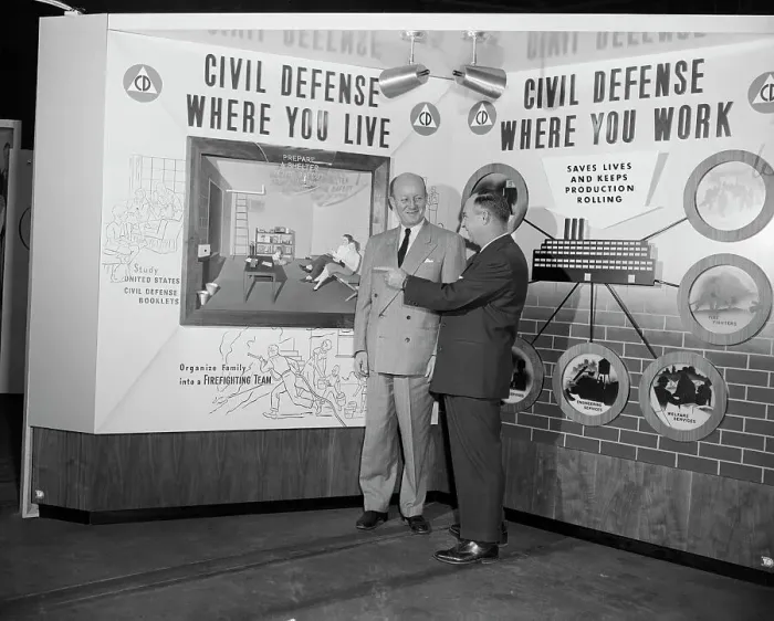 Framed Print : Burdick and S. H. Grinnell and Civil Defense Display Framed Print : Burdick and S. H. Grinnell and Civil Defense Display