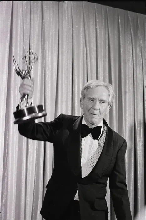 Framed Print : Burgess Meredith Cradles Emmy Framed Print : Burgess Meredith Cradles Emmy