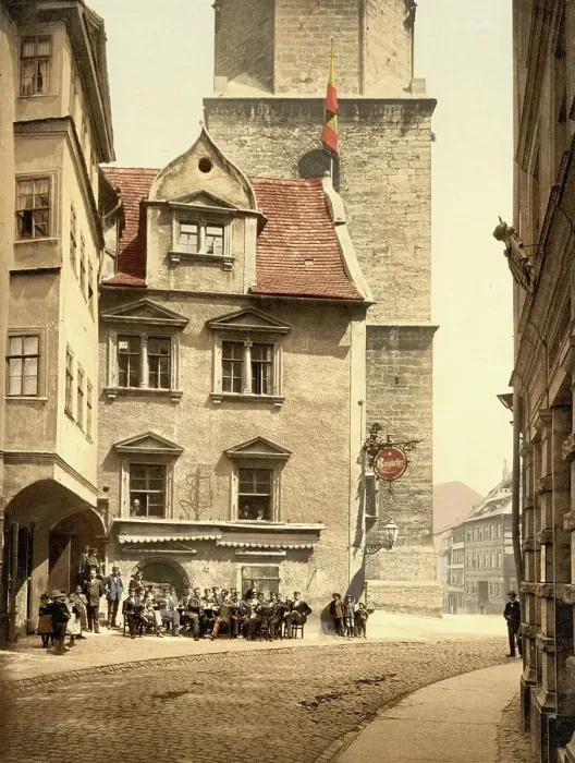 Framed Print : The Burgkeller in Jena in Thuringia, Germany, Historical, Photochrome print from the 1890s