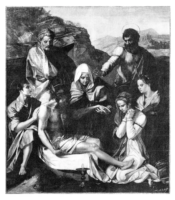 Framed Print : Burial of Jesus Christ after crucifixion illustration Framed Print : Burial of Jesus Christ after crucifixion illustration