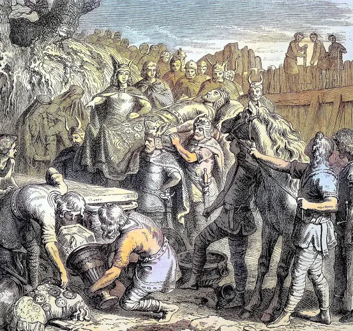 Framed Print : The burial of the Visigoth king Alaric, 370, 410, in the riverbed of the Busento, Italy, reproduction of a woodcut from 1882, digitally improved, The burial of the Visigoth king Alaric, in the riverbed of the Busento, Italy Framed Print : The burial of the Visigoth king Alaric, 370, 410, in the riverbed of the Busento, Italy, reproduction of a woodcut from 1882, digitally improved, The burial of the Visigoth king Alaric, in the riverbed of the Busento, Italy