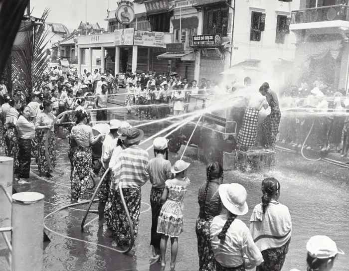 Framed Print : Burmese Carrying out Water Festival Ritual Framed Print : Burmese Carrying out Water Festival Ritual