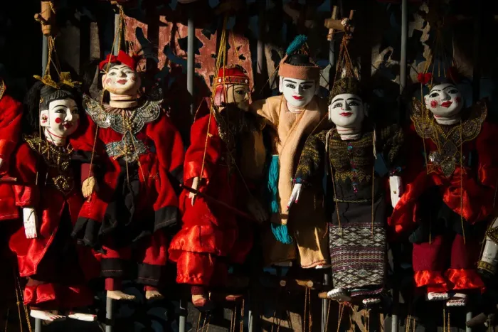 Framed Print : Burmese puppets