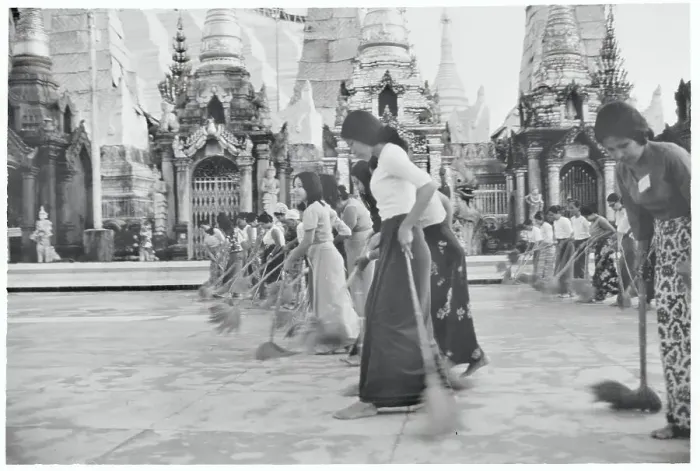 Framed Print : Burmese Women Cleaning Floor Framed Print : Burmese Women Cleaning Floor