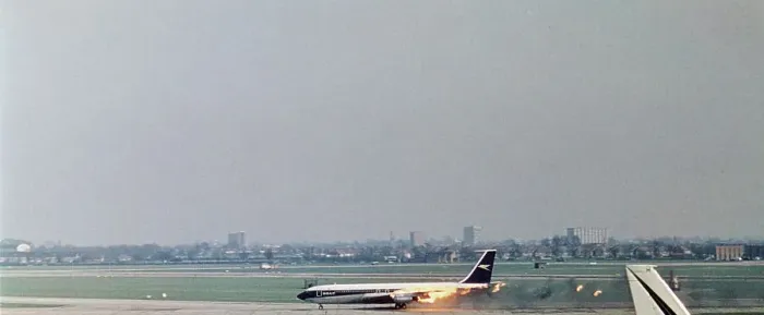 Framed Print : Burning Boeing 707 At London Heathrow Airport