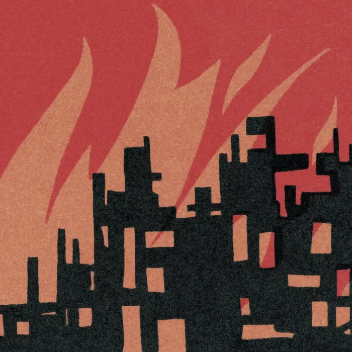 Framed Print : Burning Building