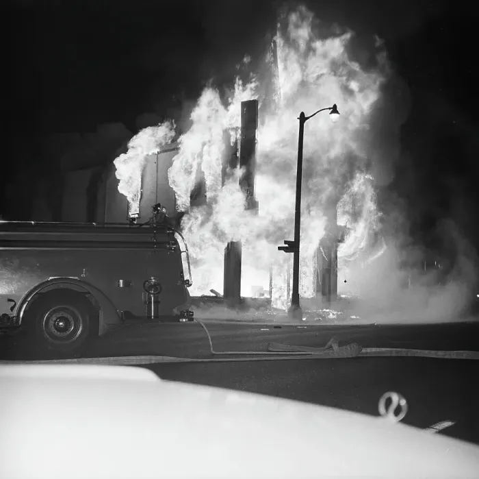 Framed Print : Burning Building During Riot Framed Print : Burning Building During Riot