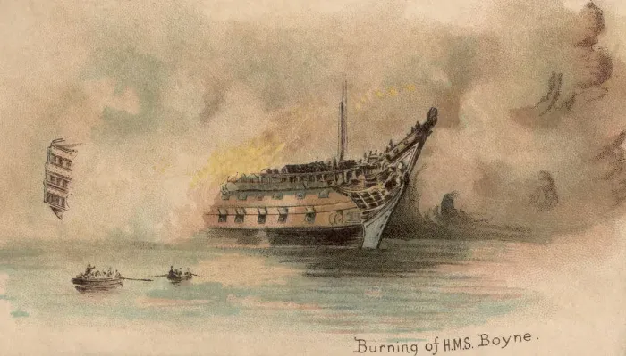 Framed Print : Burning Of HMS Boyne Framed Print : Burning Of HMS Boyne