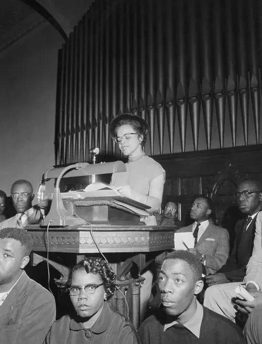 Framed Print : Bus Boycott Activist Speaking at Podium in Church Framed Print : Bus Boycott Activist Speaking at Podium in Church