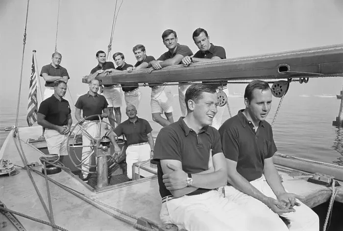 Framed Print : Bus Mosbacher Posing with Crew Framed Print : Bus Mosbacher Posing with Crew
