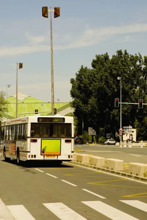 Framed Print : Bus on the road, Bordeaux, Aquitaine, France