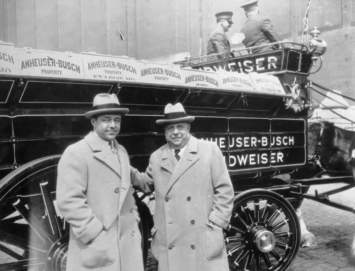 Framed Print : Busch Brothers Standing with Truckload of Beer Framed Print : Busch Brothers Standing with Truckload of Beer