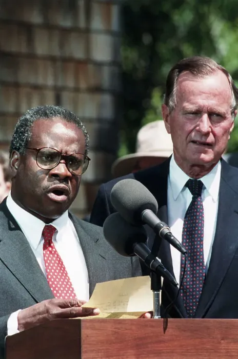 Framed Print : Bush Standing W / Clarence Thomas @ Podium Framed Print : Bush Standing W / Clarence Thomas @ Podium