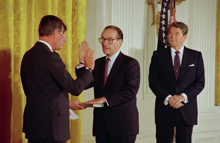 Framed Print : Bush Swearing in Alan Greenspan Framed Print : Bush Swearing in Alan Greenspan