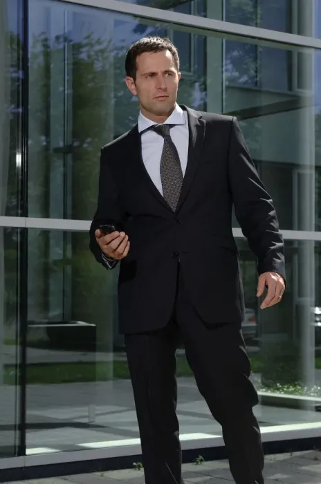 Framed Print : Business man outside a bank Framed Print : Business man outside a bank