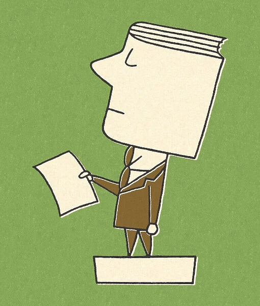 Businessman With A Book For A Head