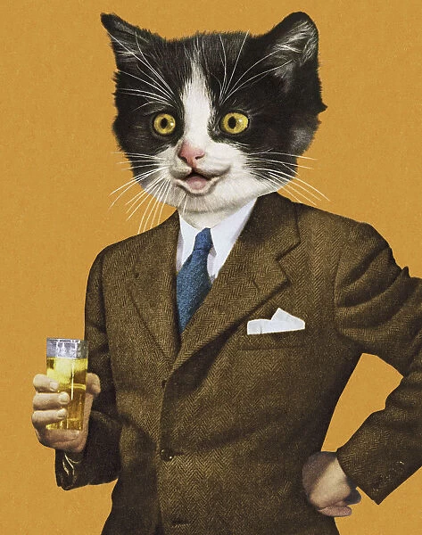 Businessman with a Cat Head
