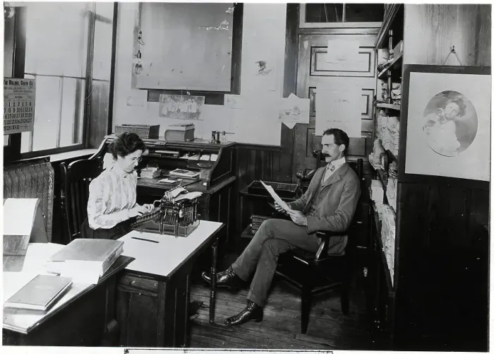 Framed Print : Businessman Giving Secretary Dictation Framed Print : Businessman Giving Secretary Dictation