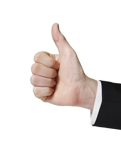 Businessman giving thumbs up